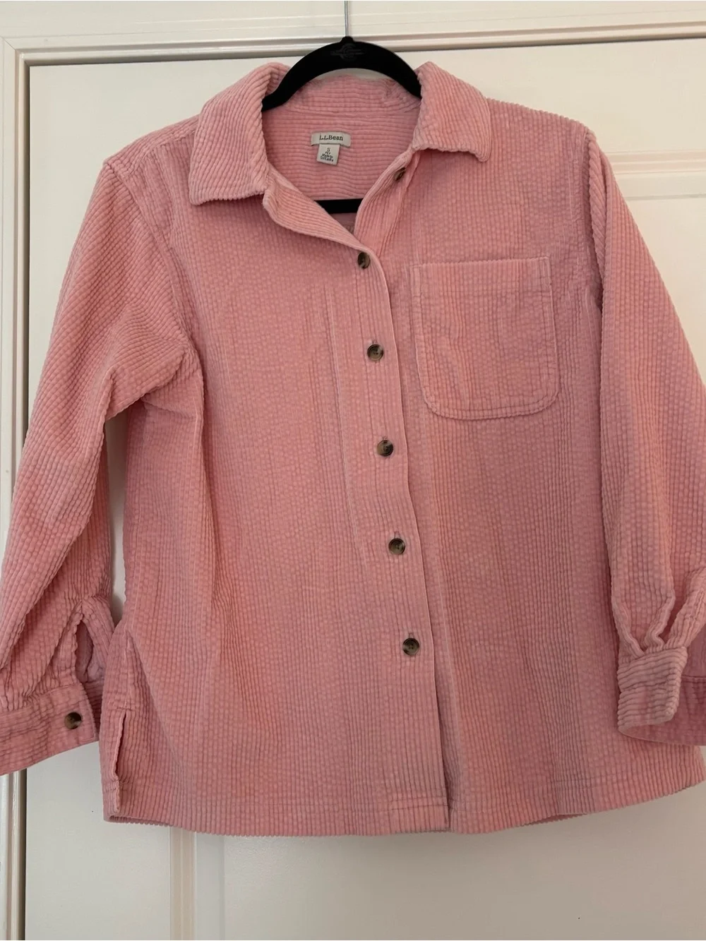 L.L. Bean Women’s Pink Corduroy Cotton Button-Up Shacket
